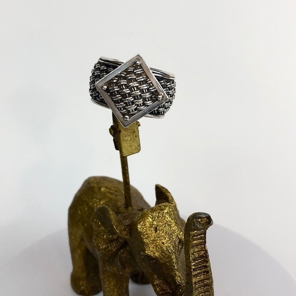 Vintage Suarti BA Sterling Silver Basketweave Dome Ring Wide Band Size 7 1980's - Picture 1 of 16